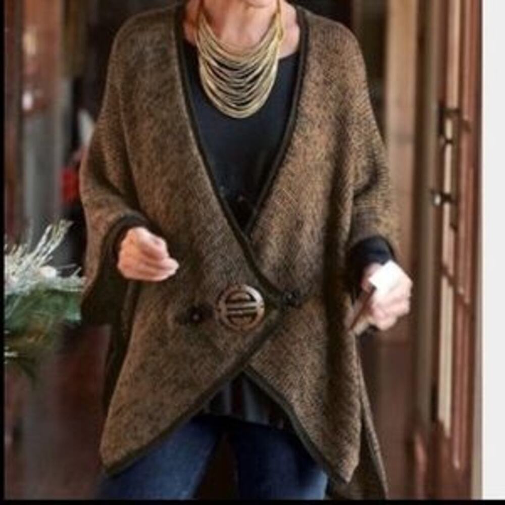 Soft Surroundings Women's Mei Ling Cape Poncho Sweater One Size